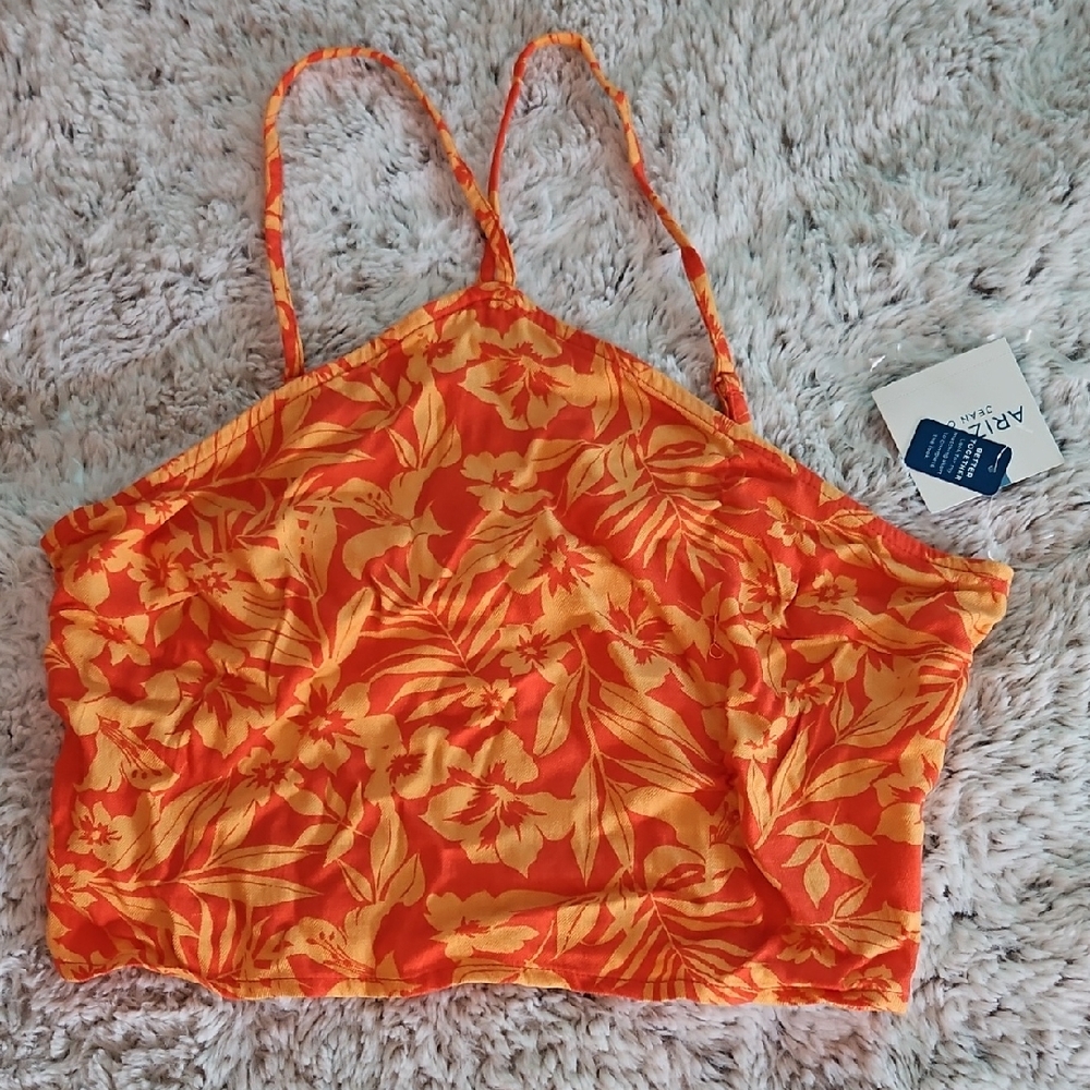Arizona Jean Company Orange Camisole Crop Top with Spaghetti Straps